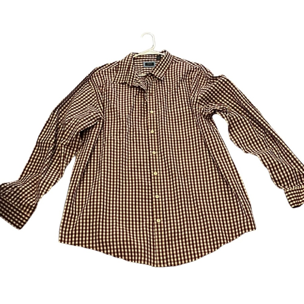 Arrow Button Down Dress Shirt, Color: Red and White, Size: 2XLT